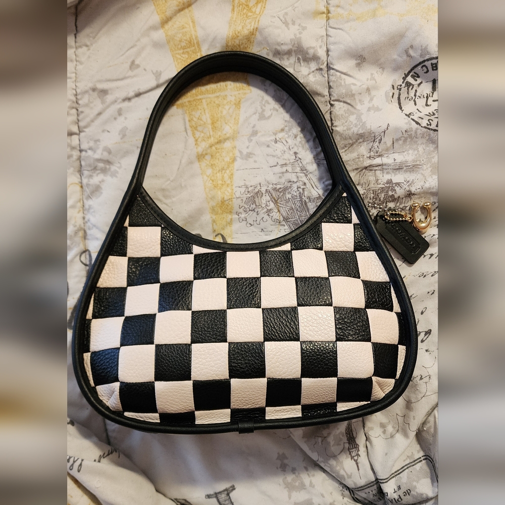 Elegant Black and Cream Checkered Coachtopia Ergo Bag